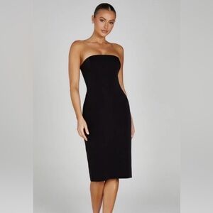 Meshki Black Strapless Midi Dress